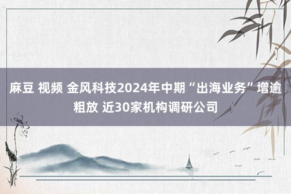 麻豆 视频 金风科技2024年中期“出海业务”增逾粗放 近30家机构调研公司