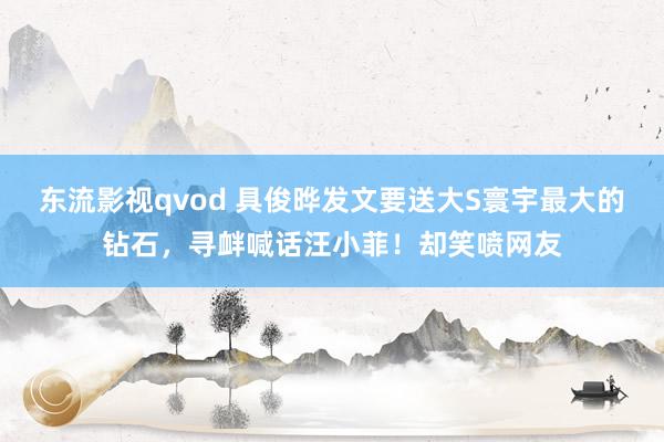 东流影视qvod 具俊晔发文要送大S寰宇最大的钻石，寻衅喊话汪小菲！却笑喷网友