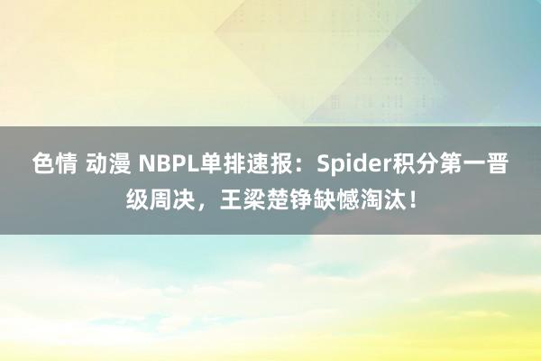 色情 动漫 NBPL单排速报：Spider积分第一晋级周决，王梁楚铮缺憾淘汰！