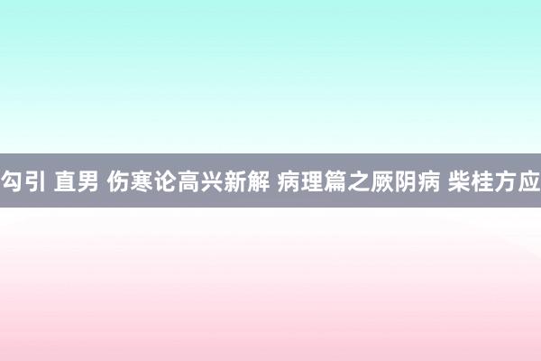 勾引 直男 伤寒论高兴新解 病理篇之厥阴病 柴桂方应