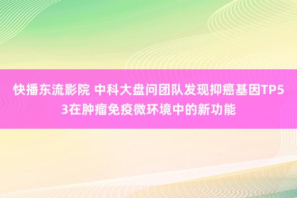 快播东流影院 中科大盘问团队发现抑癌基因TP53在肿瘤免疫微环境中的新功能