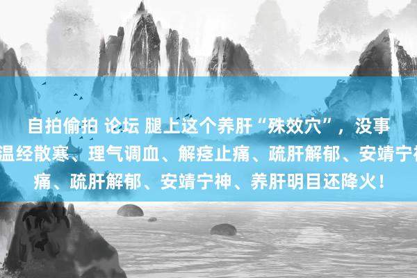 自拍偷拍 论坛 腿上这个养肝“殊效穴”，没事揉一揉，回阳救逆、温经散寒、理气调血、解痉止痛、疏肝解郁、安靖宁神、养肝明目还降火！