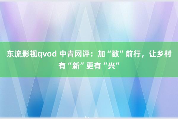 东流影视qvod 中青网评：加“数”前行，让乡村有“新”更有“兴”