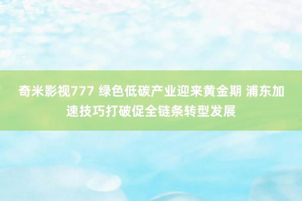 奇米影视777 绿色低碳产业迎来黄金期 浦东加速技巧打破促全链条转型发展