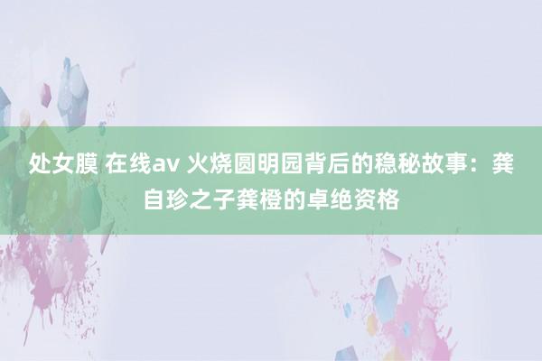 处女膜 在线av 火烧圆明园背后的稳秘故事：龚自珍之子龚橙的卓绝资格