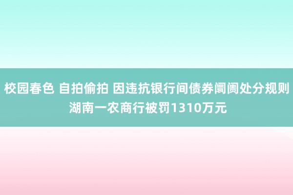 校园春色 自拍偷拍 因违抗银行间债券阛阓处分规则 湖南一农商行被罚1310万元