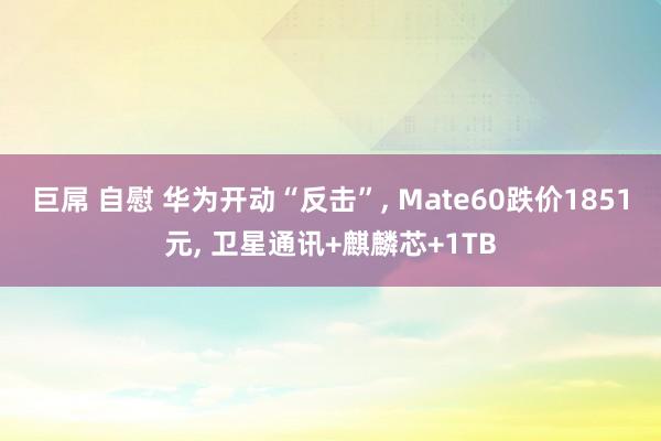 巨屌 自慰 华为开动“反击”， Mate60跌价1851元， 卫星通讯+麒麟芯+1TB