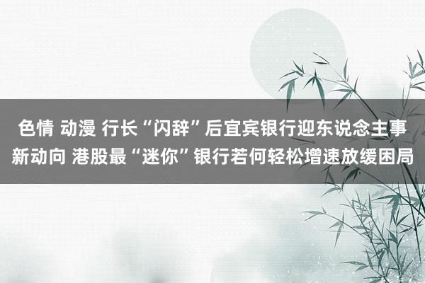 色情 动漫 行长“闪辞”后宜宾银行迎东说念主事新动向 港股最“迷你”银行若何轻松增速放缓困局